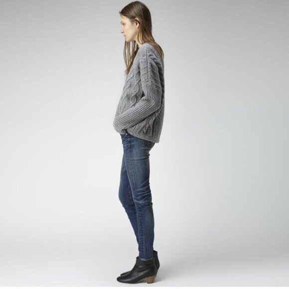 Rag & Bone Gray Cara Cable Knit Wool Cashmere Blend Sweater - Picture 10 of 12
